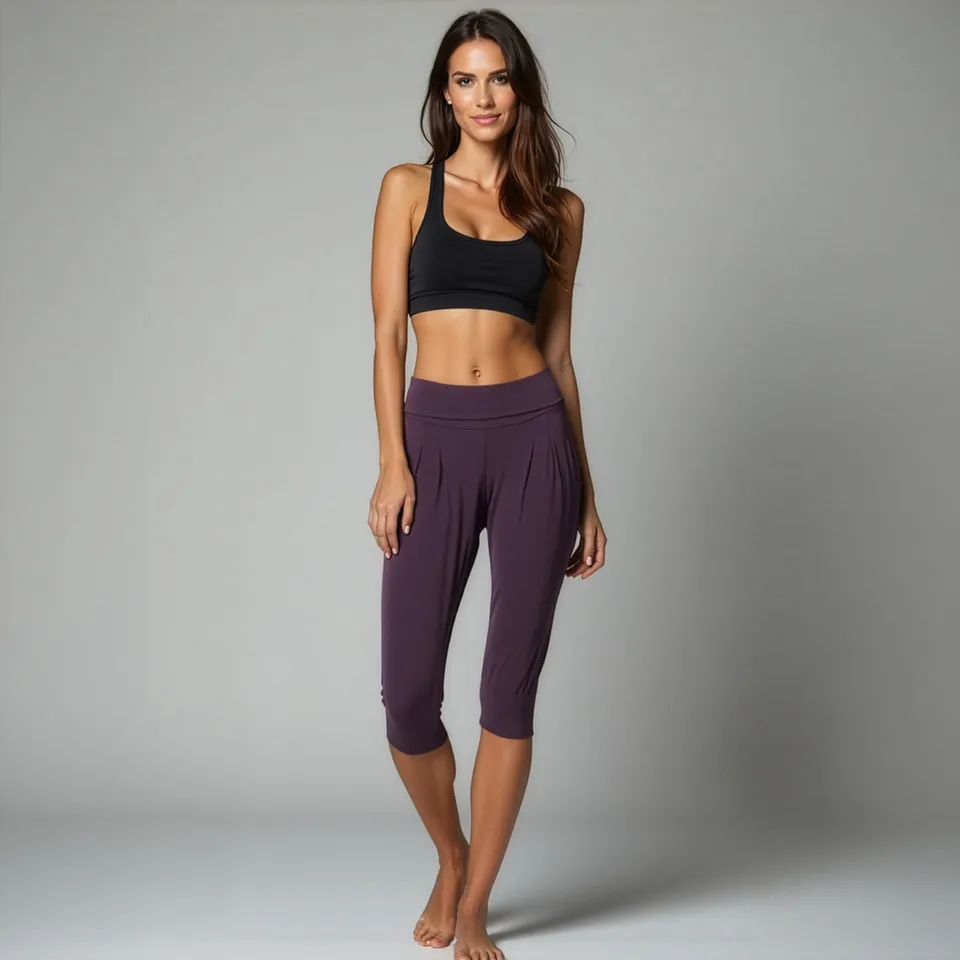 yogistar-3-4-hose-rheia-velvet-plum-bio-baumwolle image 1
