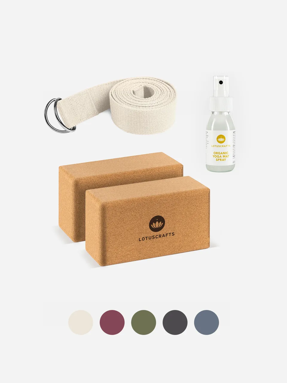 lotuscrafts-yoga-zubeh-r-reinigungs-set-korkbl-cke-gurt-bio-mattenspray image 1