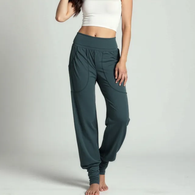 yogistar-yoga-harempants-rheia-pine-green-bio-baumwolle image 1