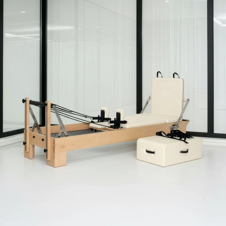 yogistar-pilates-reformer-ahorn-short-leg-mit-sitting-box-und-jump-board-creme image 1