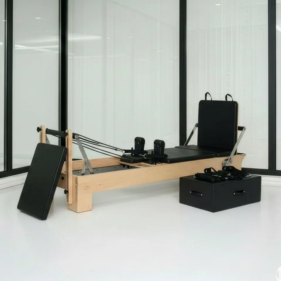 yogistar-pilates-reformer-ahorn-short-leg-schwarz-inkl-sitting-box-jump-board image 1