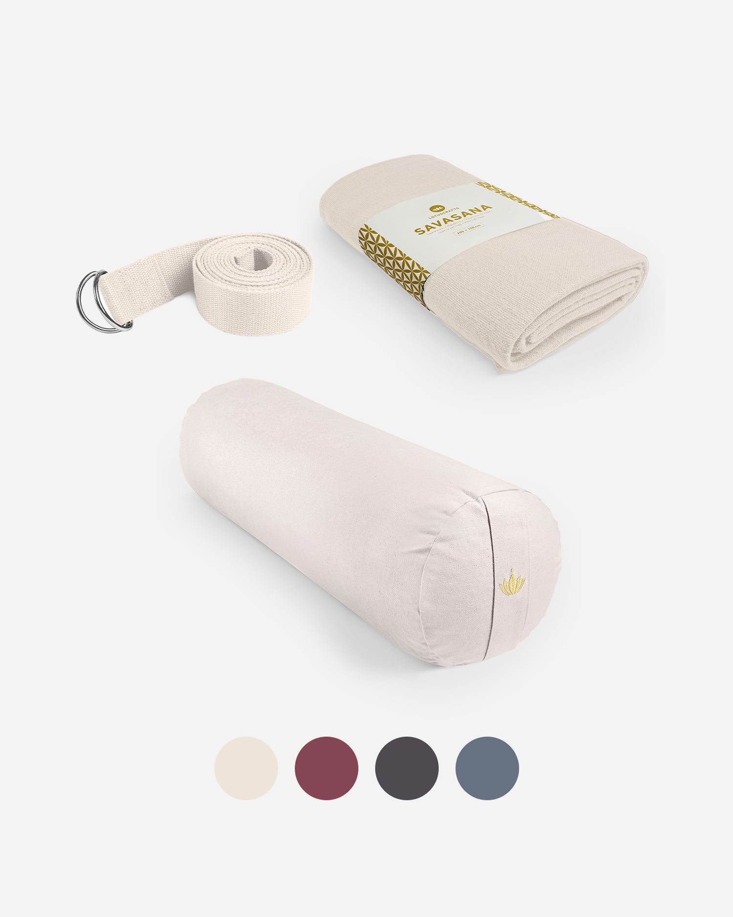lotuscrafts-yogarolle-set-yin-yoga-restorative-rolle-decke-gurt image 3