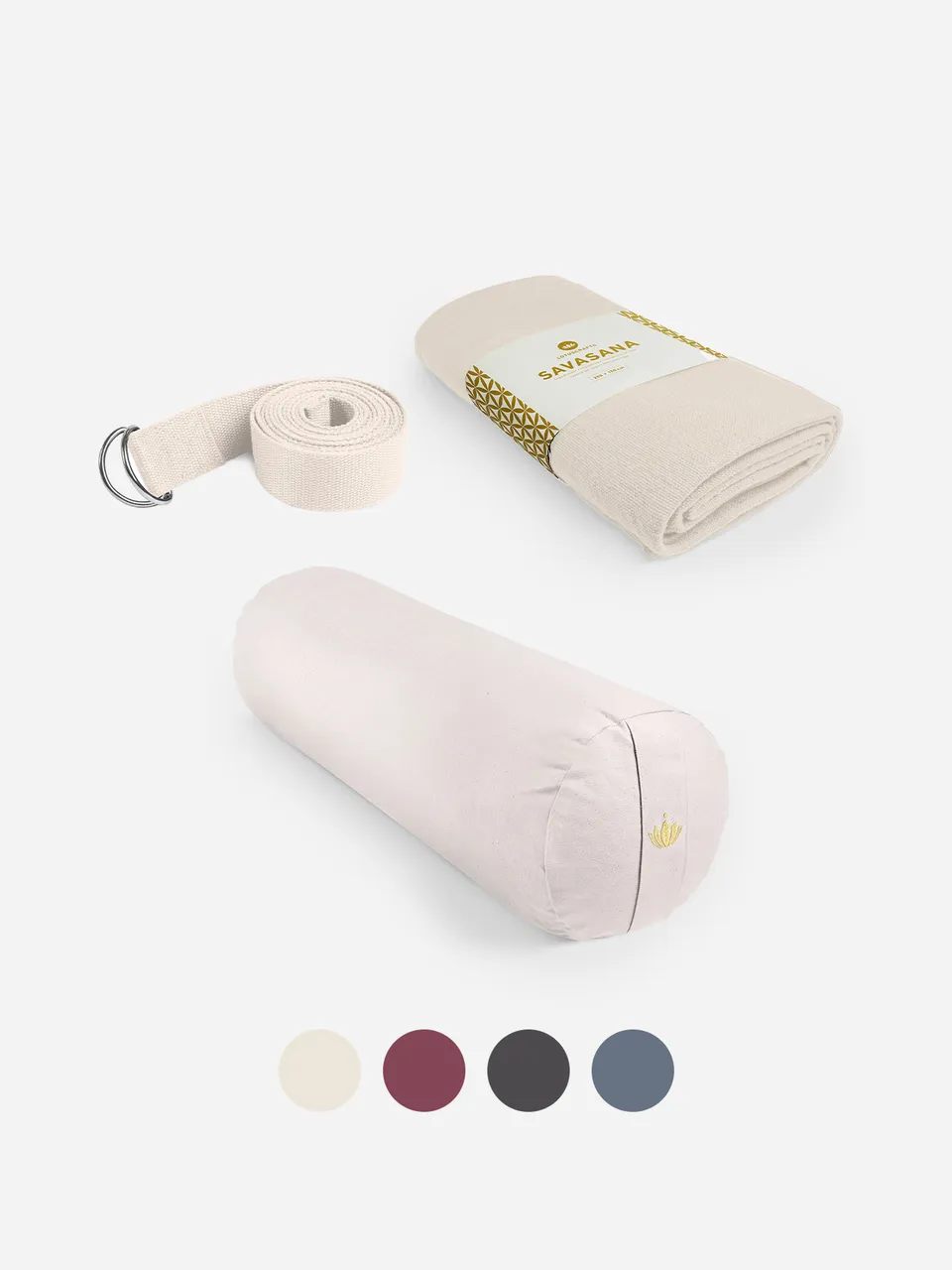 lotuscrafts-yogarolle-set-yin-yoga-restorative-rolle-decke-gurt image 1