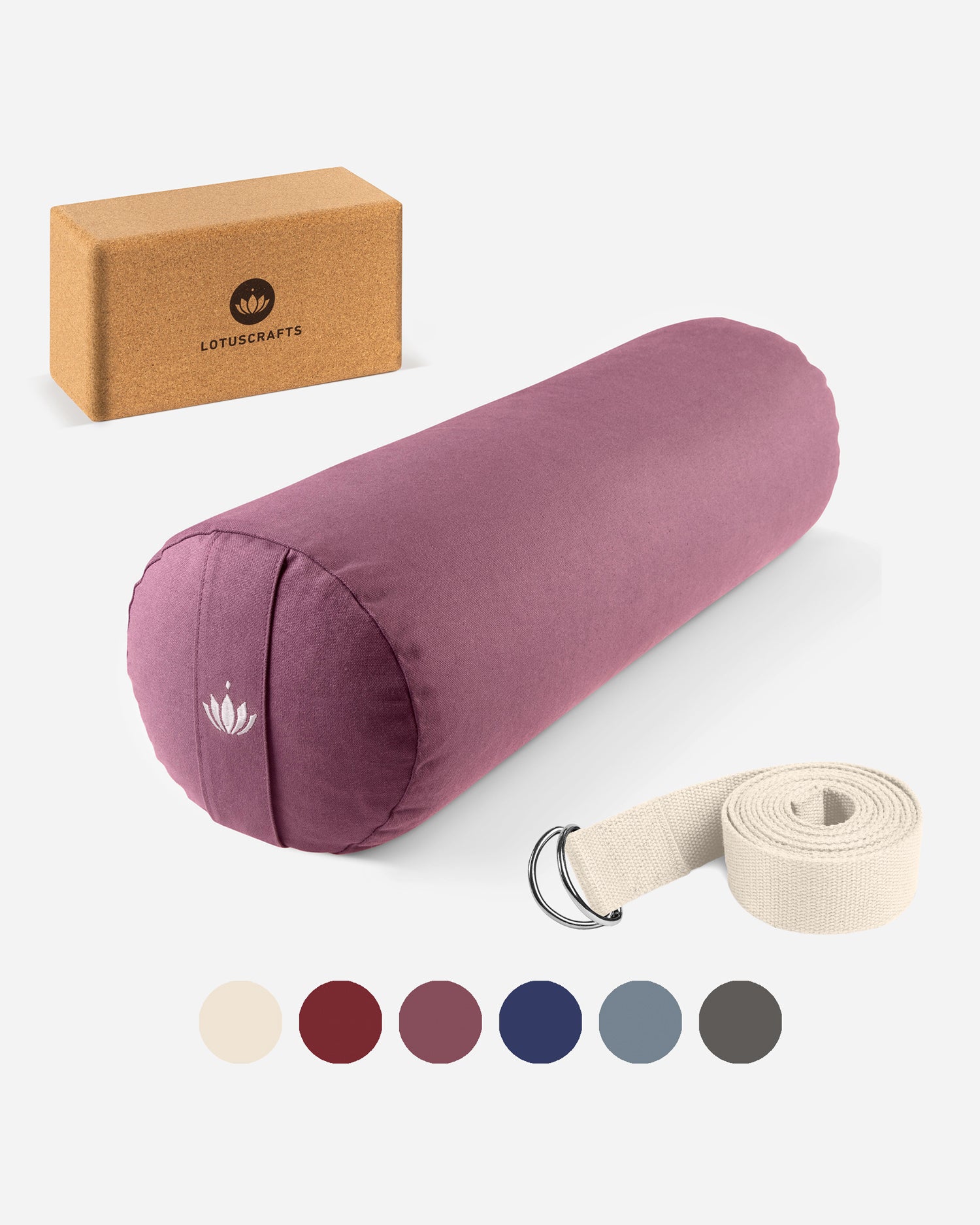 lotuscrafts-yogarolle-set-yin-yoga-restorative-rolle-decke-gurt image 4