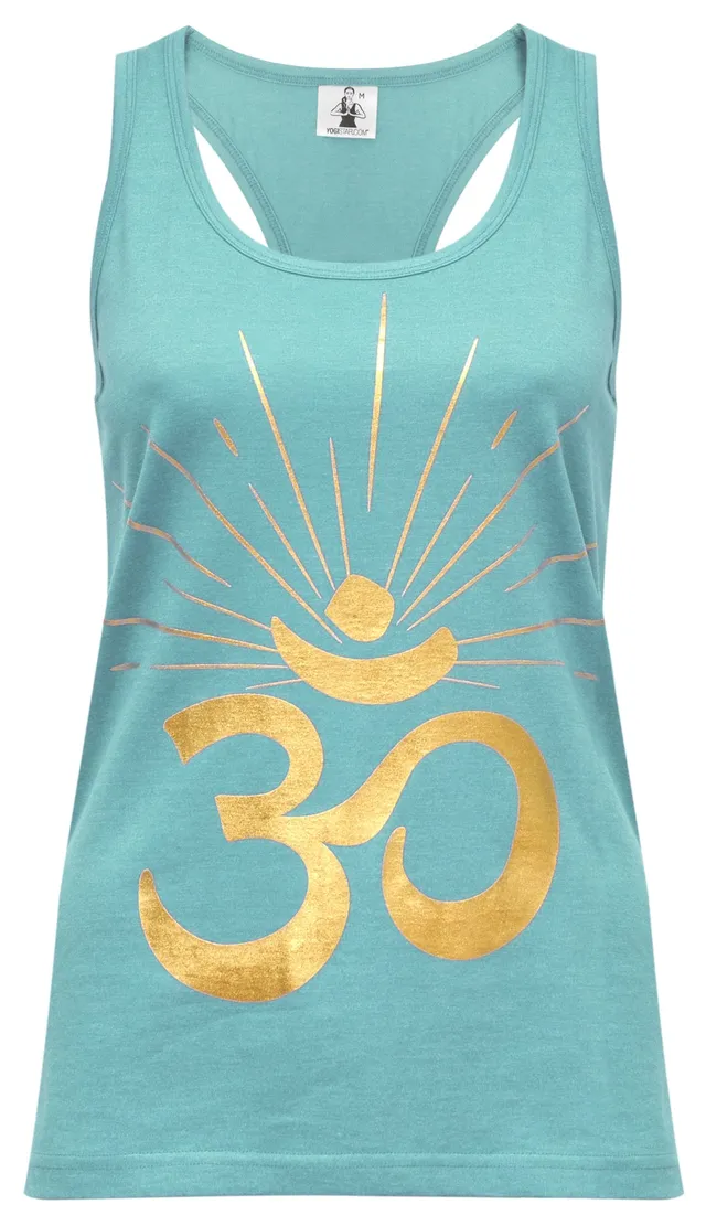 yogistar-yoga-racerback-top-om-sunray-mint-gold image 1